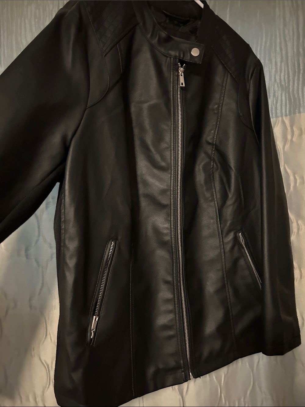 New- Never worn. Cavalini Black Faux Leather Zip-Front Jacket - Picture 2 of 5